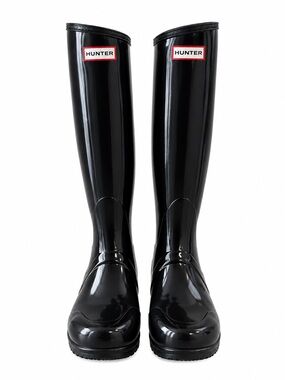 HUNTER Regent Equestrian Riding Black Boots w/ Burgundy Knit Fleece Socks SZ 8